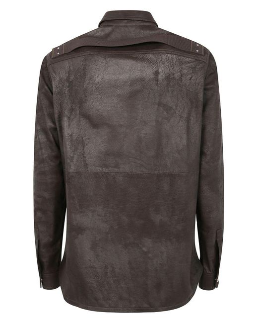Rick Owens Black Outeshirt Leather Jacket for men