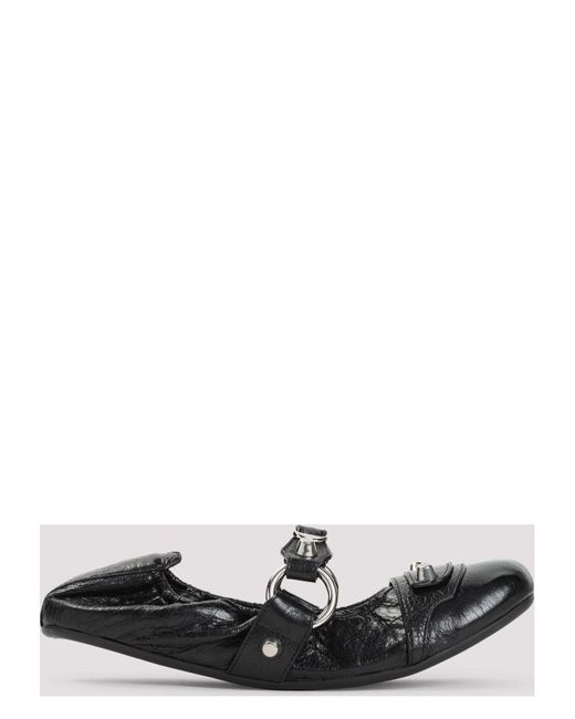 Balenciaga Black City Leather Ballet Flats