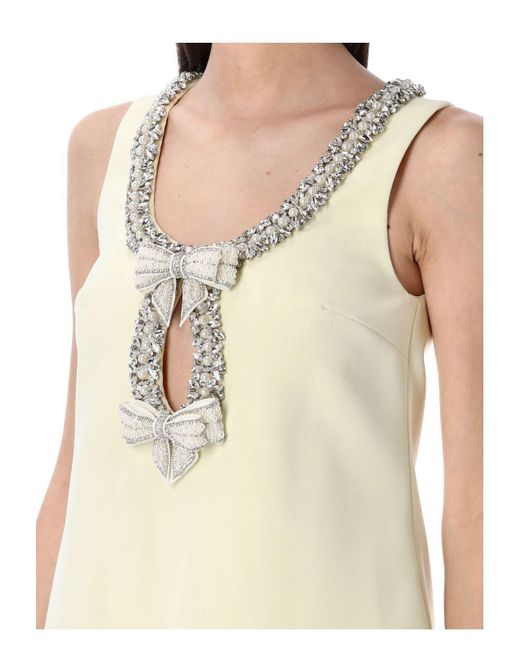Self-Portrait Natural Crepe Bow Mini Dress