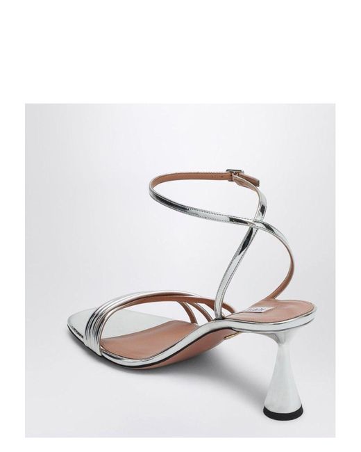 Aquazzura White Metallic Latour 75 Sandal