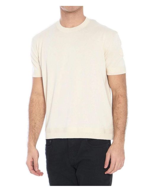 Moncler White Knit T-Shirt for men