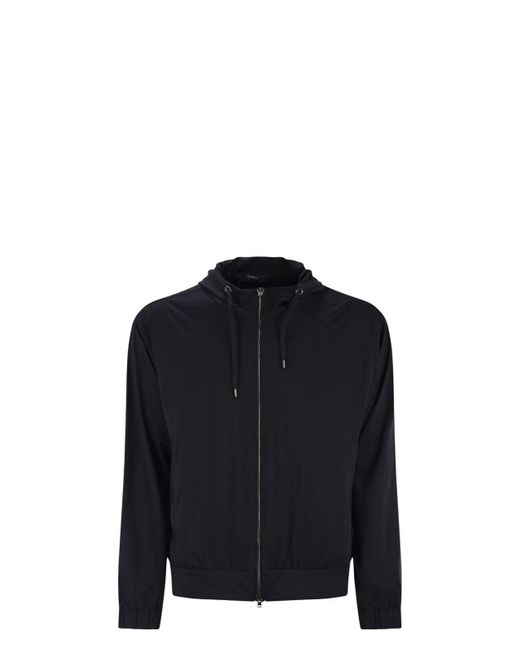 Herno Black Hoodie With Zip for men