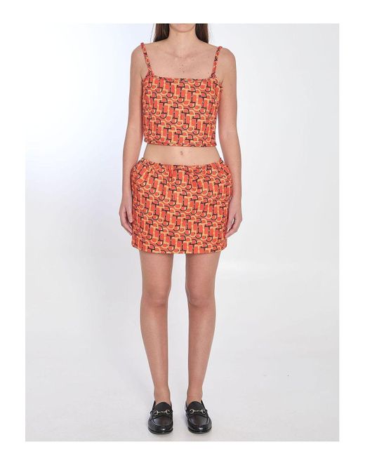 Gucci Orange Printed Mini Skirt