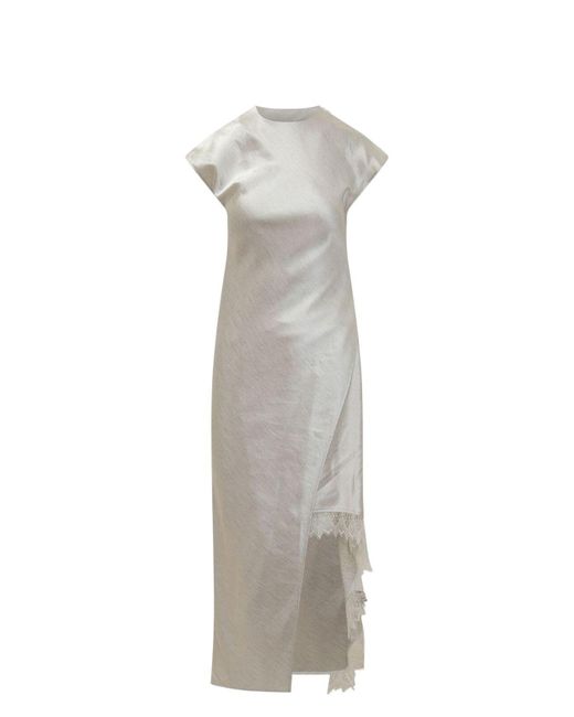 J.W. Anderson Gray Asymmetric Lace Trim Layered Dress