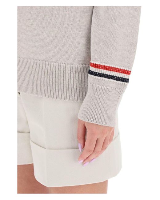 Thom Browne White Wool Turtleneck Sweater