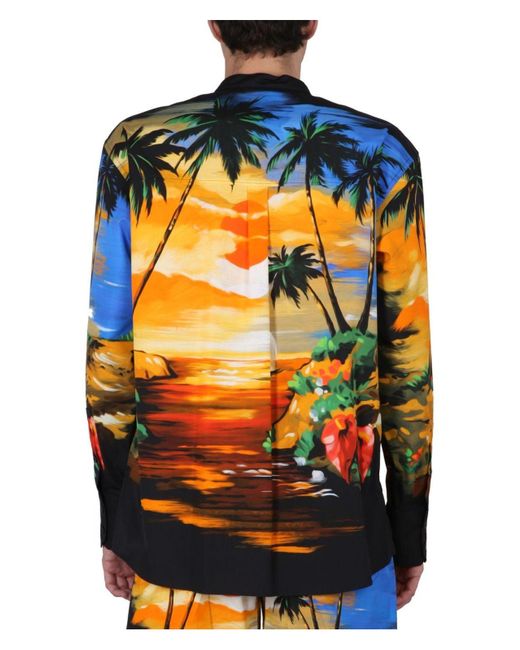 Dolce & Gabbana Orange Hawaii Print Shirt for men