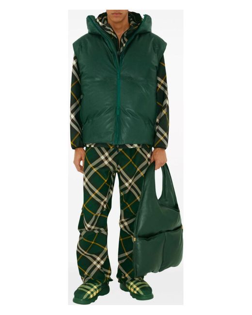 Burberry Green Check Trousers for men
