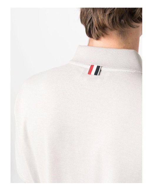 Thom Browne White Oversized Cotton Polo Shirt for men