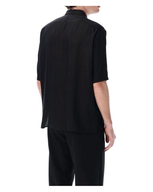 Saint Laurent Black Polo Bowling Shirt Stripe Cassandra for men