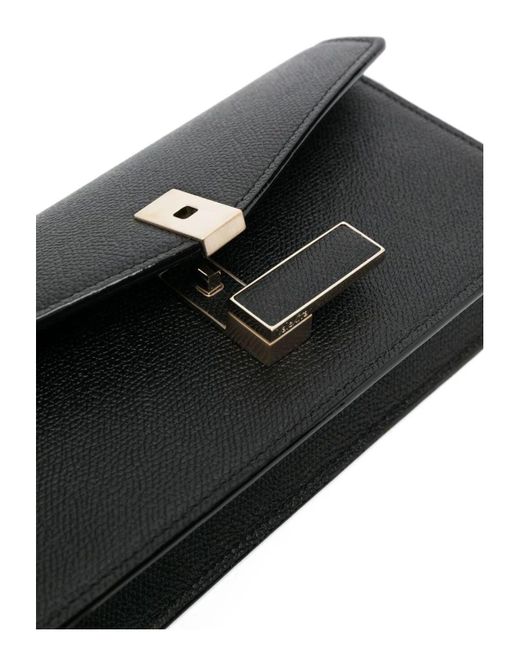 Valextra Black Iside Clutch With Chain Bag