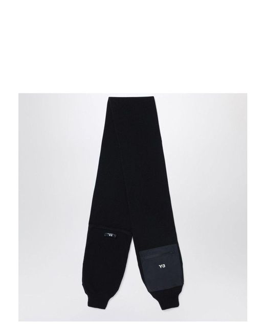Y-3 Blue Wool And Nylon Scarf With Sleeves for men