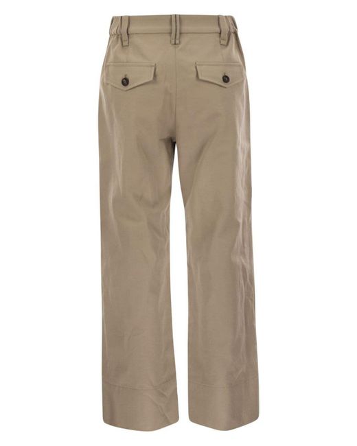Brunello Cucinelli Chino Crop Trousers in Natural | Lyst