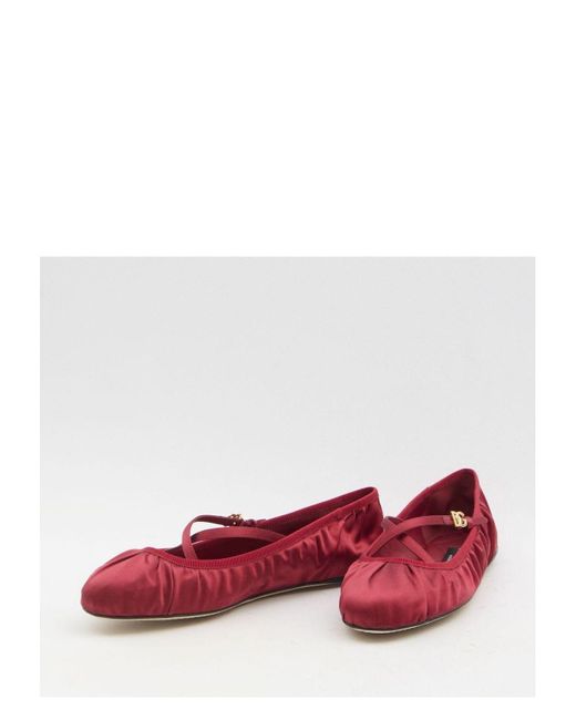 Dolce & Gabbana Red Satin Ballerinas