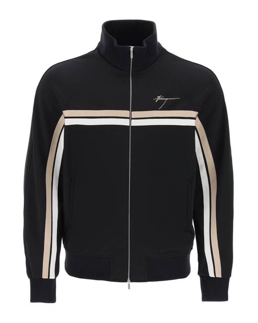 Ferragamo Black Two-Tone Track Sweatshirt For Fw24 for men