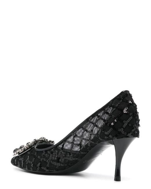 Roger Vivier Black Flower Strass Pumps