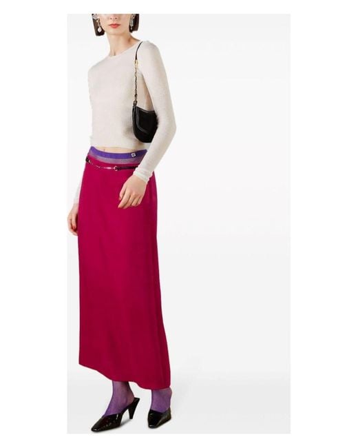 スカート GUCCI Fuchsia Velvet Skirt Gucci Fuchsia Velvet Skirt in Red | Lyst