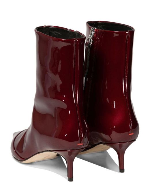 Aeyde Red "Roe" Patent Leather Ankle Boots