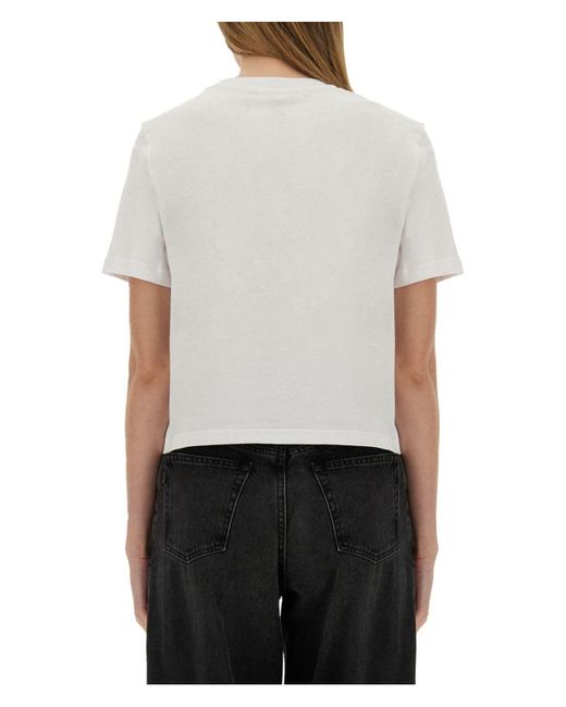 J.W. Anderson White Cropped Tshirt With Anchor Jwa Logo