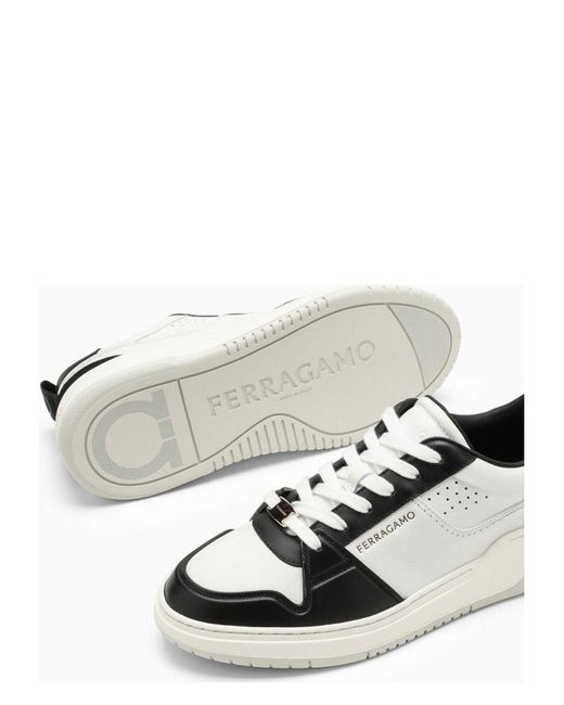 スニーカー Ferragamo Low White Leather Trainer Ferragamo Low/ Leather Trainer Sneaker in White for Men | Lyst