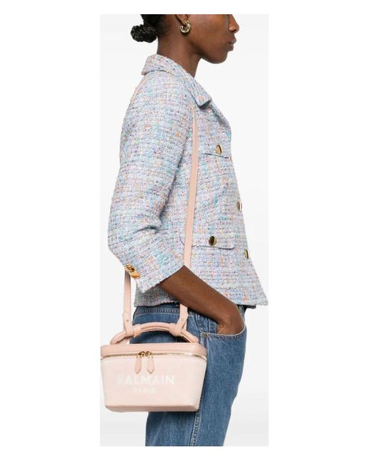 Balmain Pink B-Army Vanity Case-Suede Leather&Logo