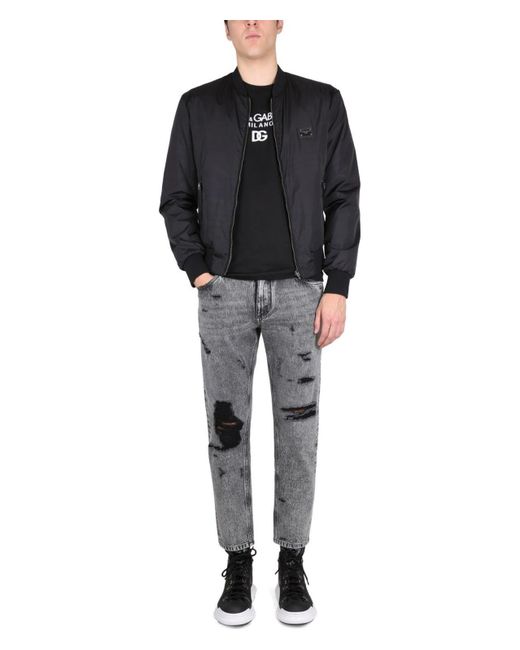 Dolce & Gabbana Black Giacca Con Patch Logo for men