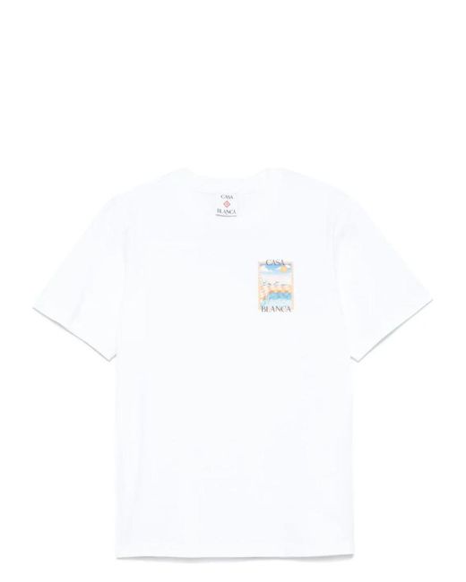 Casablanca White Surreal Pool Printed T-Shirt for men