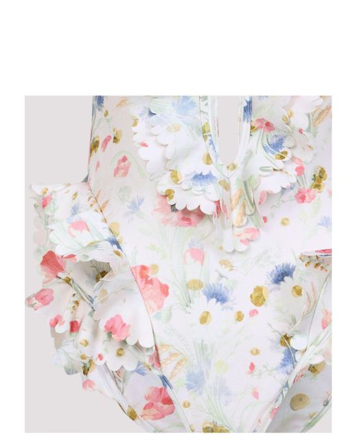 ワンピース ZIMMERMANN LUCKY WATERFALL FRILL ONE-PIECE Lucky Waterfall Frill 1PC Cream Bouquet Floral Online