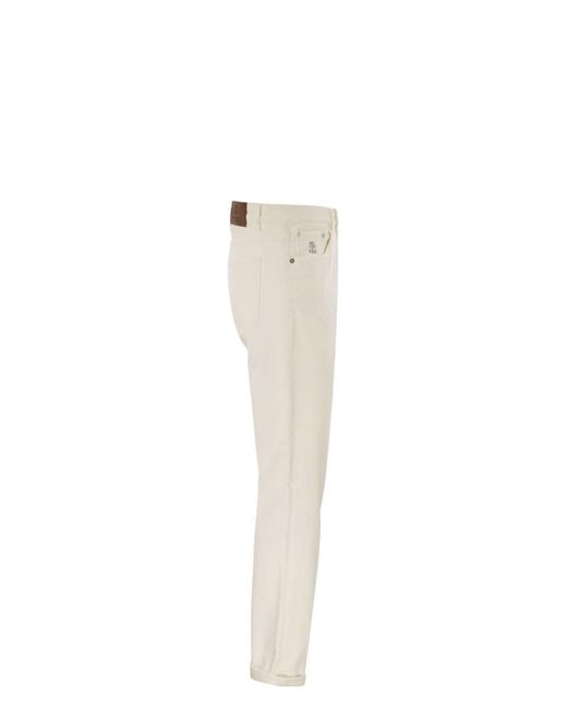 Brunello Cucinelli Natural Comfortable Stretch Cotton Trousers for men