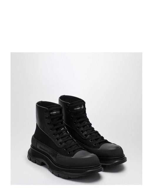 Alexander McQueen Black Canvas Tread Slick Boots for men