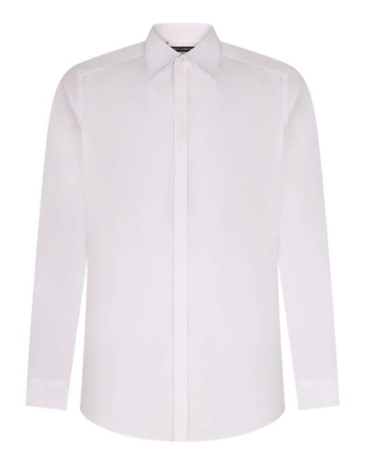 Dolce & Gabbana White Stretch Cotton Shirt for men
