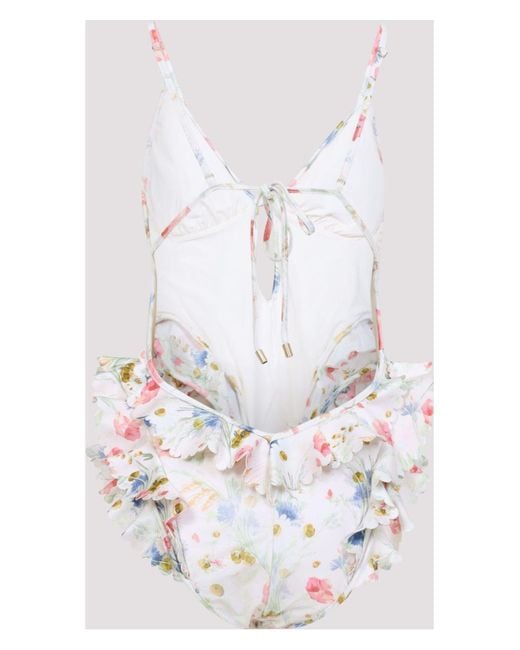 ワンピース ZIMMERMANN LUCKY WATERFALL FRILL ONE-PIECE Lucky Waterfall Frill 1PC Cream Bouquet Floral Online