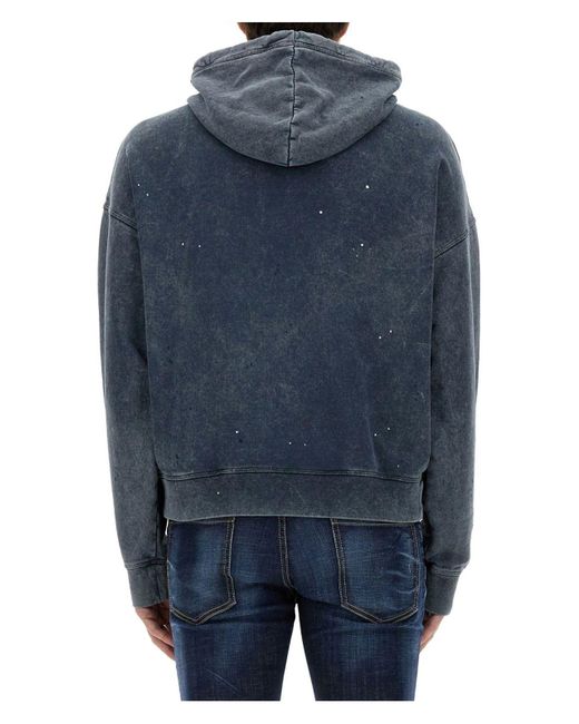 DSquared² Blue Sweatshirt With Logo Print for men