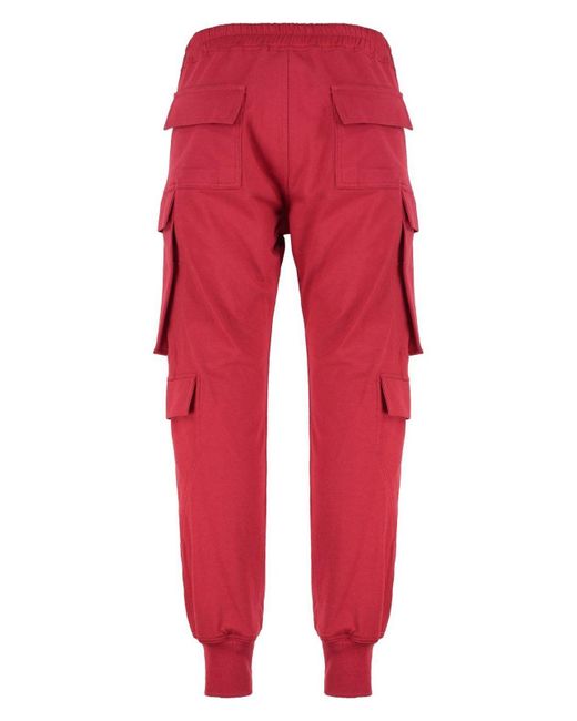 Rick Owens Red Stretch Cotton Track-Pants for men