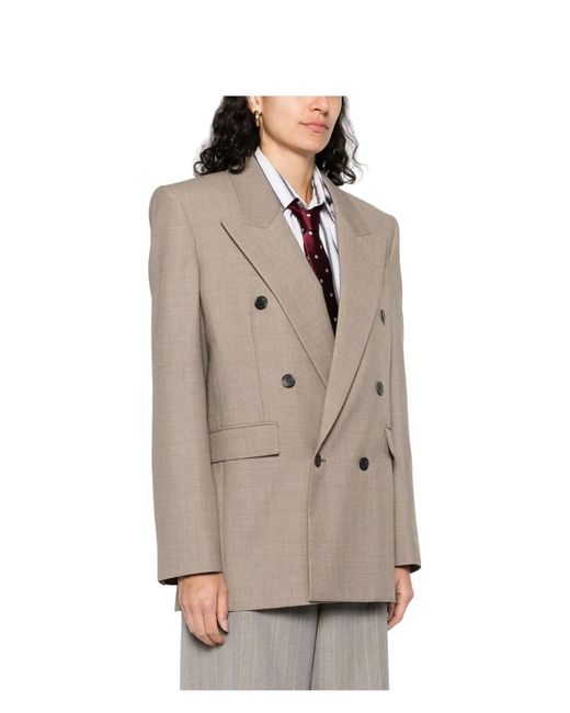 Saint Laurent Natural Wool Double-Breasted Jacket