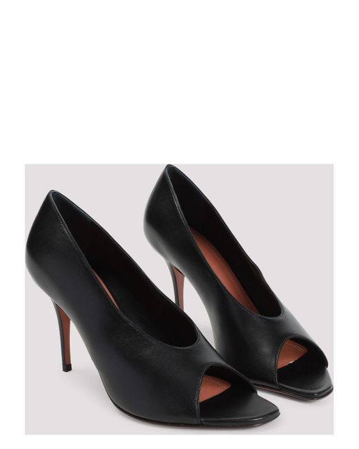 AMINA MUADDI Black Julianne 90 Peep Toe Nappa Pumps