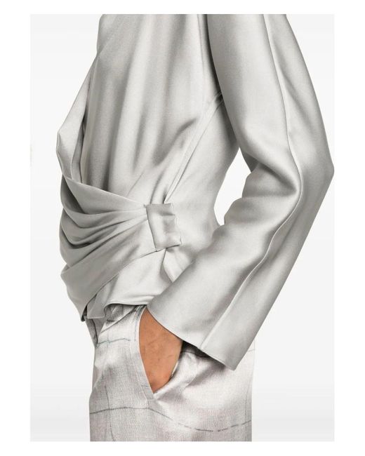 Giorgio Armani Gray Camicia Doppio Raso Seta Shirt