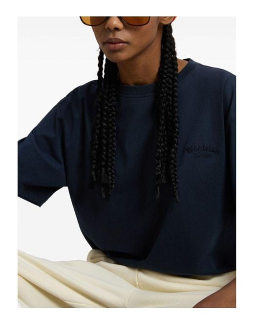 Woolrich Blue Logo Cotton T-Shirt