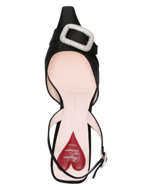 Roger Vivier Black Dorsay Satin Slingback Pumps