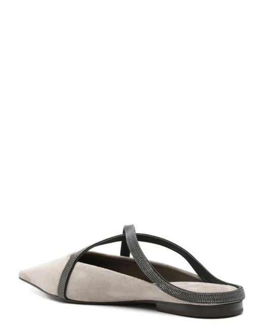 Brunello Cucinelli Black Flat Square Pointed Ballet