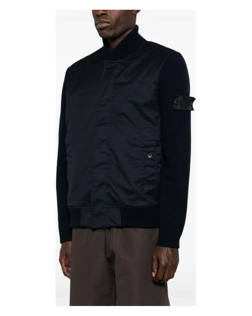 Stone Island Blue Panelled Bomber Jacket for men