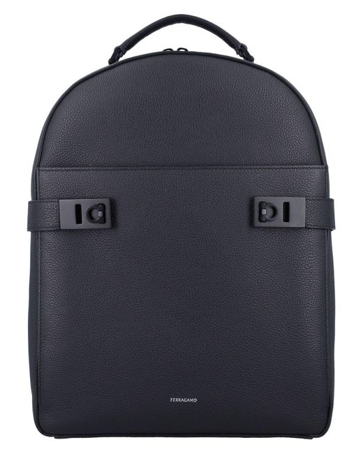 Ferragamo Blue Backpack With Gancini Buckles for men