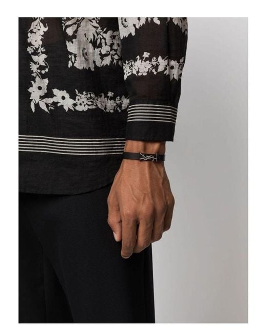 Saint Laurent White Ysl Bracciale Vegetal Browny Bracelet for men