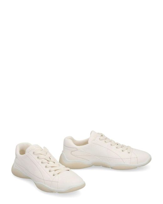 Prada White Leather Low-Top Sneakers