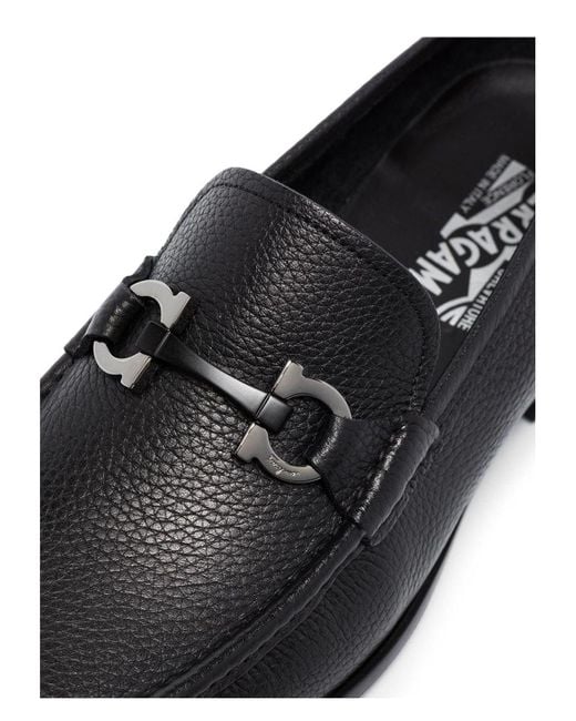 Ferragamo Black Elegant 100% Leather Moccasins Loafer for men