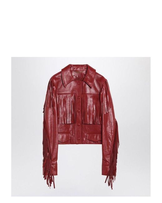 Chloé Red Fringed Leather Jacket