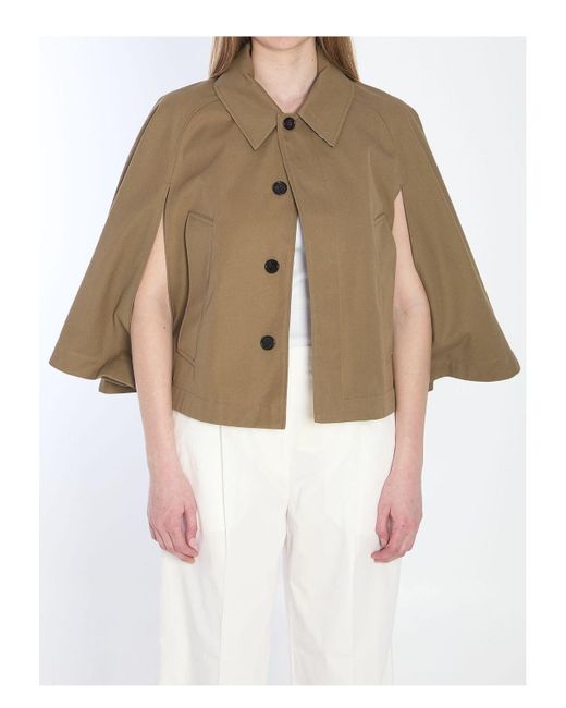 Burberry Cotton-Blend Cropped Cape in Natural | Lyst
