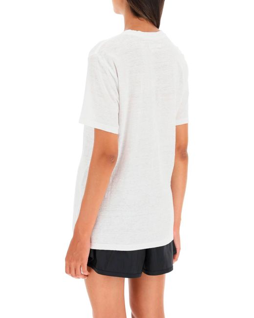 Isabel Marant White 'Isabel Zewel T-Shirt With Flocked Logo