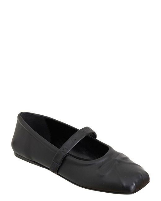 Marni White Mary Jane Leather Ballerina