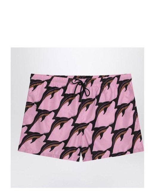 Gucci Pink Technical Poplin Swimsuit for men