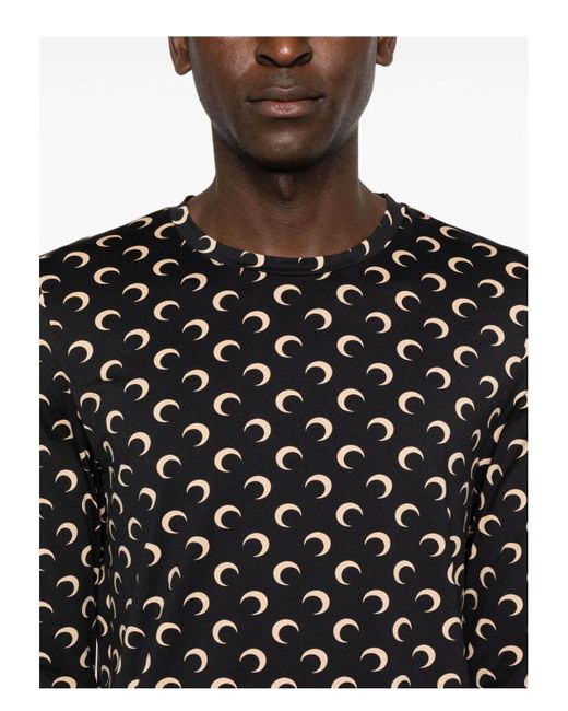 MARINE SERRE Black Moon Crewneck Top for men